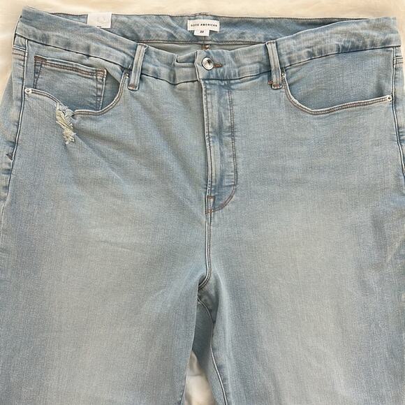 Good American Good Legs Crop Mini Boot Denim Jeans Indigo NEW Size 22 - Picture 5 of 16